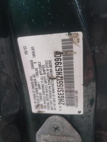 Photo 10 from auction – 2002 HONDA CIVIC LX with VIN 2HGES15512H579901