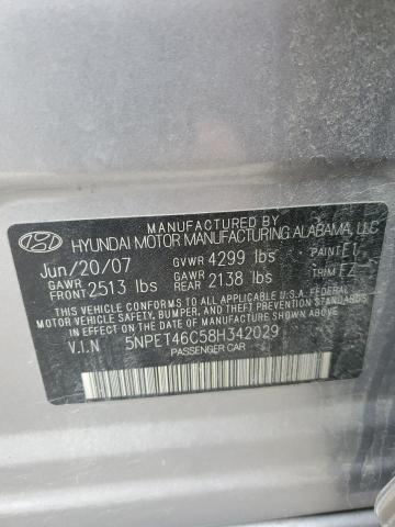 Photo 10 from auction – 2008 HYUNDAI SONATA GLS with VIN 5NPET46C58H342029