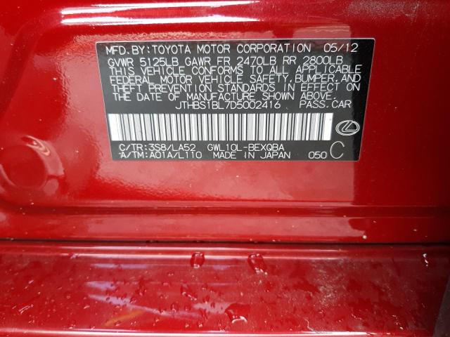 Photo 10 from auction – 2013 LEXUS GS 450H with VIN JTHBS1BL7D5002416