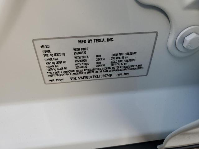Photo 10 from auction – 2020 TESLA MODEL Y with VIN 5YJYGDEEXLF059749