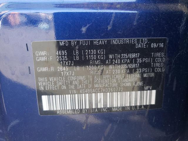 Photo 10 from auction – 2017 SUBARU OUTBACK 2. with VIN 4S4BSACC7H3260772