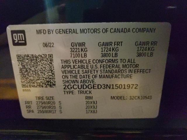 Photo 10 from auction – 2022 CHEVROLET SILVERADO with VIN 2GCUDGED3N1501972