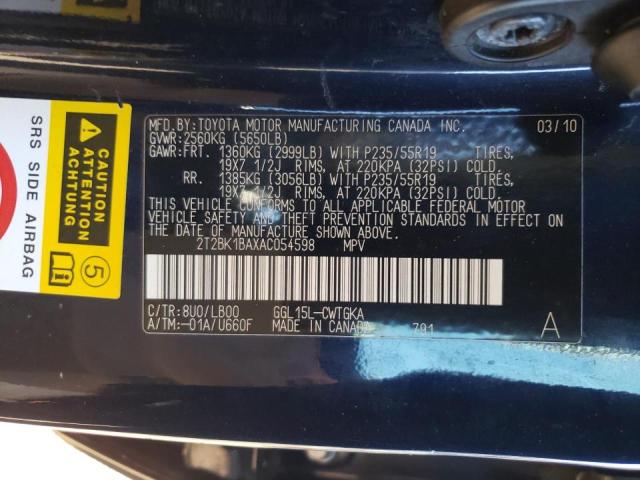 Photo 10 from auction – 2010 LEXUS RX 350 with VIN 2T2BK1BAXAC054598