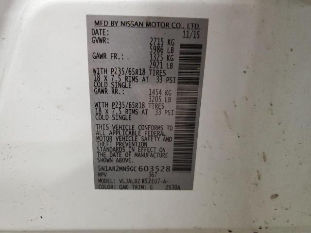 Photo 10 from auction – 2016 NISSAN PATHFINDER with VIN 5N1AR2MN9GC603528