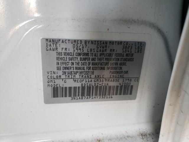 Photo 10 from auction – 2017 NISSAN SENTRA S with VIN 3N1AB7AP1HY332116