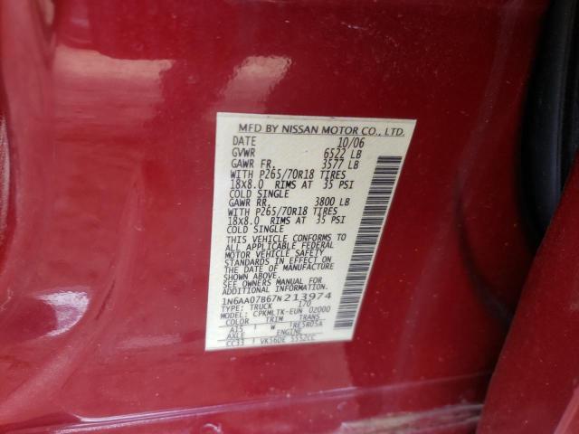 Photo 10 from auction – 2007 NISSAN TITAN XE with VIN 1N6AA07B67N213974