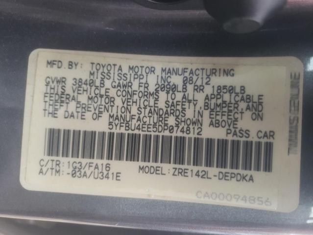 Photo 10 from auction – 2013 TOYOTA COROLLA BA with VIN 5YFBU4EE5DP074812