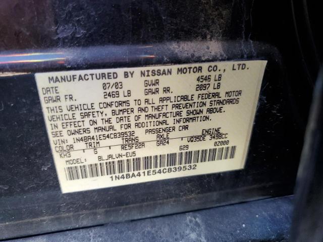 Photo 10 from auction – 2004 NISSAN MAXIMA SE with VIN 1N4BA41E54C839532