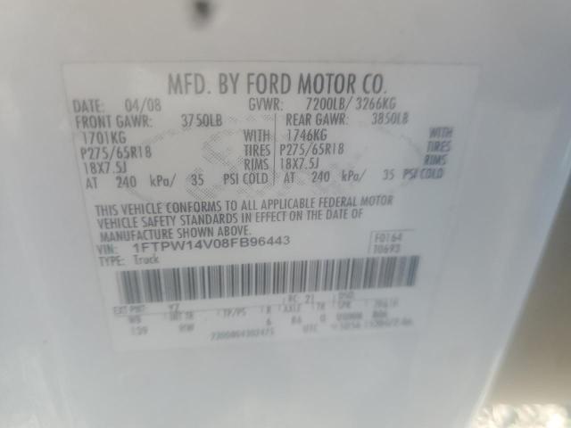 Photo 10 from auction – 2008 FORD F150 SUPER with VIN 1FTPW14V08FB96443
