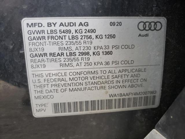 Photo 10 from auction – 2021 AUDI Q5 PREMIUM with VIN WA1BAAFY4M2007983