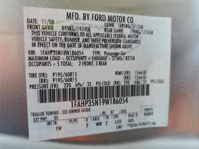 Photo 10 from auction – 2009 FORD FOCUS SE with VIN 1FAHP35N19W186054