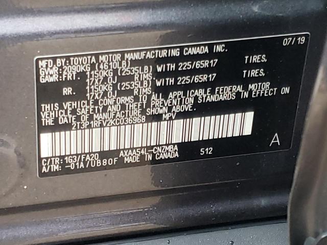 Photo 10 from auction – 2019 TOYOTA RAV4 XLE with VIN 2T3P1RFV2KC036968