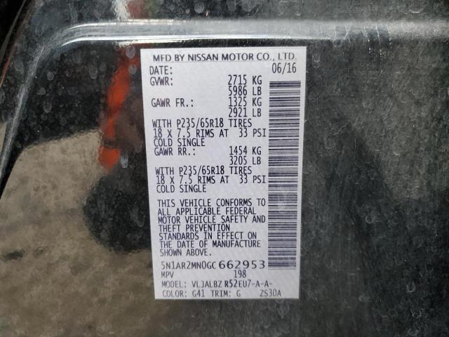 Photo 10 from auction – 2016 NISSAN PATHFINDER with VIN 5N1AR2MN0GC662953
