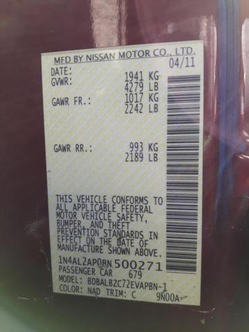 Photo 10 from auction – 2011 NISSAN ALTIMA BAS with VIN 1N4AL2AP0BN500271