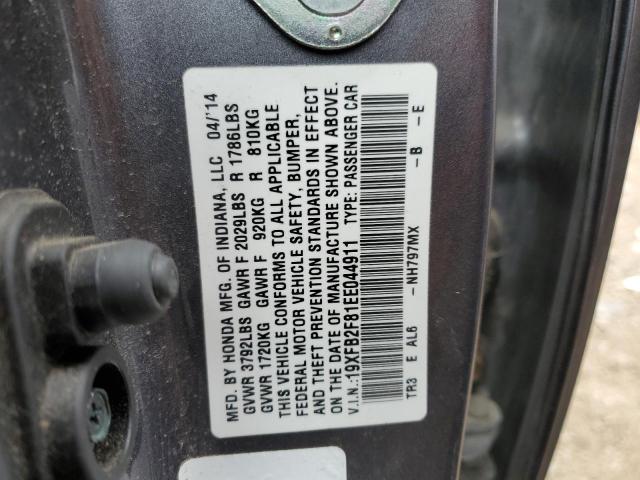 Photo 10 from auction – 2014 HONDA CIVIC EX with VIN 19XFB2F81EE044911