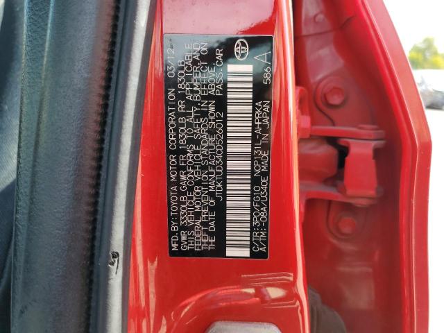 Photo 10 from auction – 2012 TOYOTA YARIS with VIN JTDKTUD34CD526012