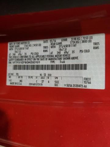 Photo 10 from auction – 2016 FORD F150 SUPER with VIN 1FTFX1EF8GKE83101
