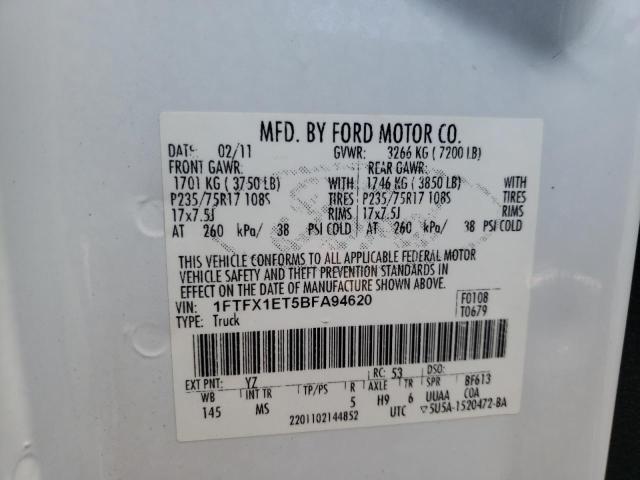 Photo 10 from auction – 2011 FORD F150 SUPER with VIN 1FTFX1ET5BFA94620
