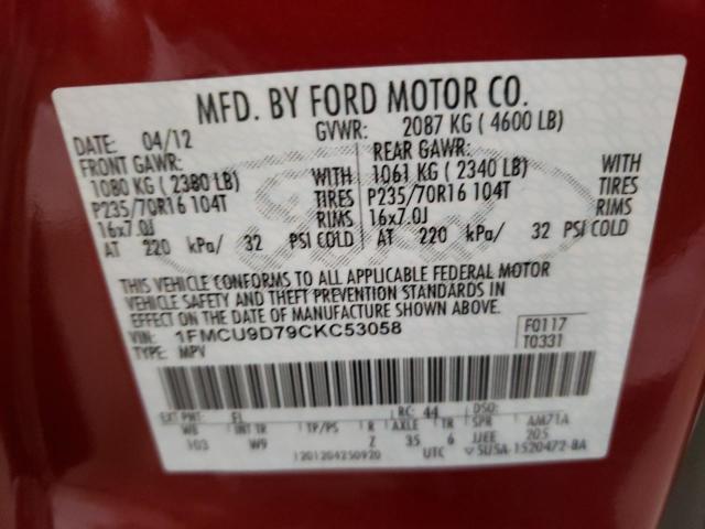 Photo 10 from auction – 2012 FORD ESCAPE XLT with VIN 1FMCU9D79CKC53058