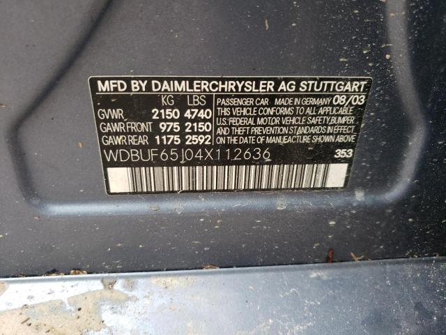 Photo 10 from auction – 2004 MERCEDES-BENZ E 320 with VIN WDBUF65J04X112636