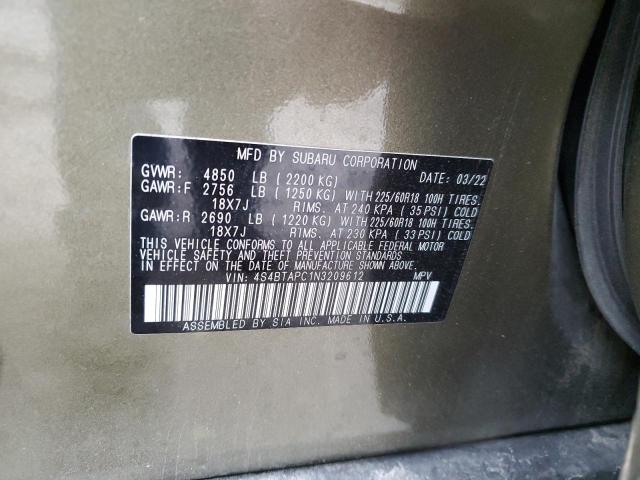 Photo 10 from auction – 2022 SUBARU OUTBACK TO with VIN 4S4BTAPC1N3209612
