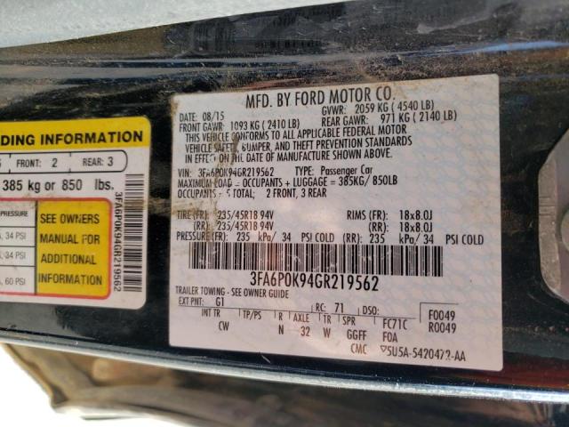 Photo 10 from auction – 2016 FORD FUSION TIT with VIN 3FA6P0K94GR219562