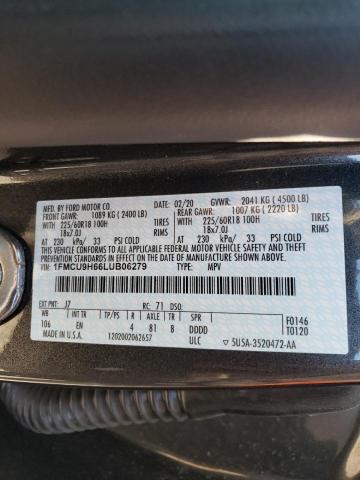 Photo 10 from auction – 2020 FORD ESCAPE SEL with VIN 1FMCU9H66LUB06279
