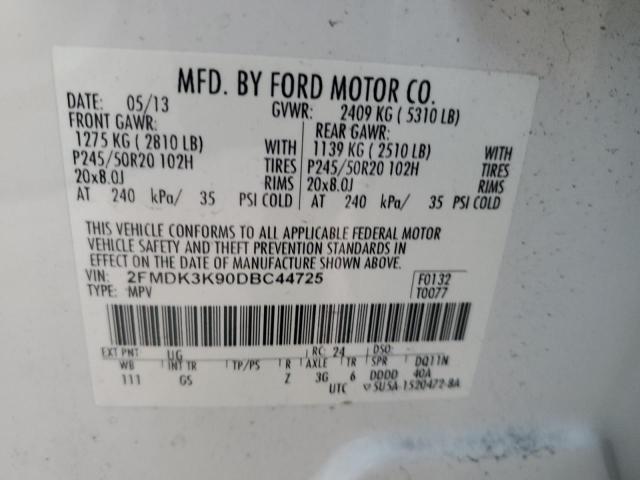 Photo 10 from auction – 2013 FORD EDGE LIMIT with VIN 2FMDK3K90DBC44725