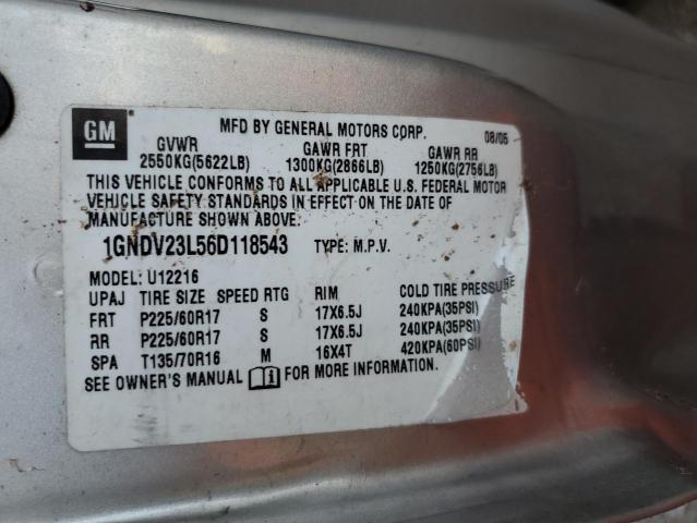 Photo 10 from auction – 2006 CHEVROLET UPLANDER L with VIN 1GNDV23L56D118543