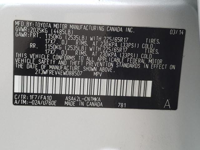 Photo 10 from auction – 2014 TOYOTA RAV4 XLE with VIN 2T3WFREV4EW088507