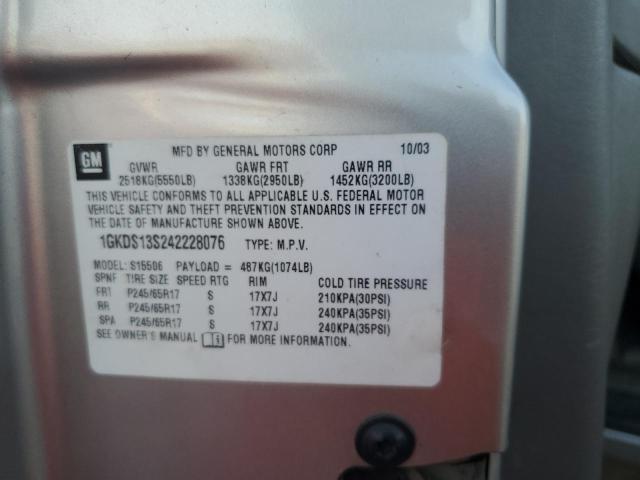 Photo 10 from auction – 2004 GMC ENVOY with VIN 1GKDS13S242228076