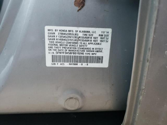 Photo 10 from auction – 2015 HONDA PILOT EXL with VIN 5FNYF3H58FB019246