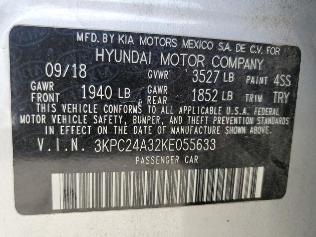 Photo 10 from auction – 2019 HYUNDAI ACCENT SE with VIN 3KPC24A32KE055633