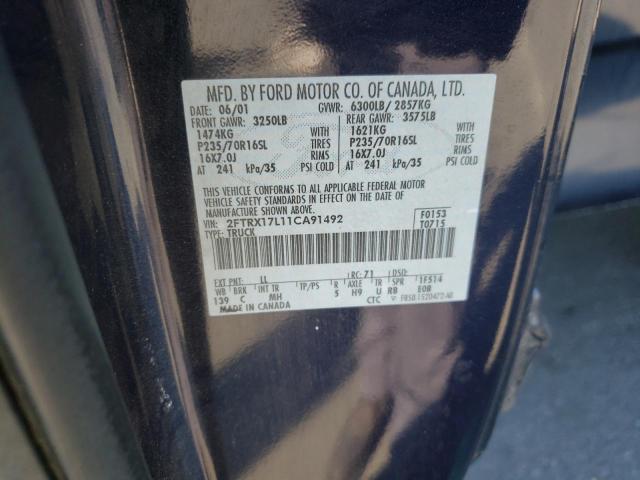 Photo 10 from auction – 2001 FORD F150 with VIN 2FTRX17L11CA91492