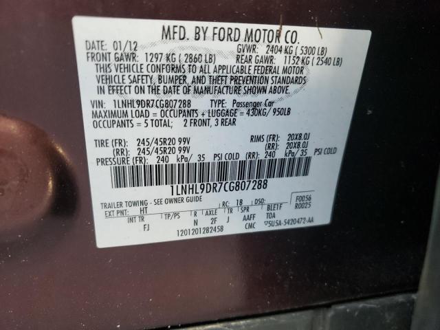 Photo 10 from auction – 2012 LINCOLN MKS with VIN 1LNHL9DR7CG807288