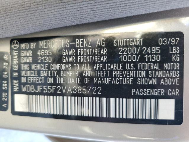 Foto 10 de la subasta – 1997 MERCEDES-BENZ E-320 con VIN WDBJF55F2VA385722