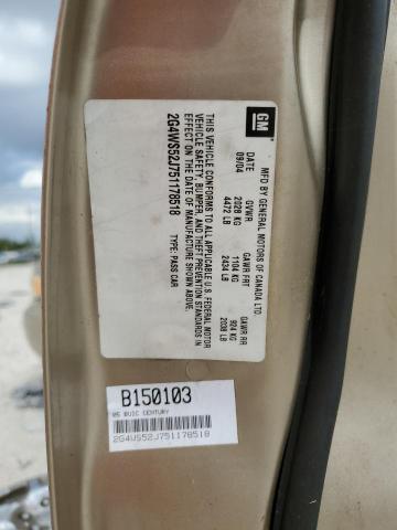 Photo 10 from auction – 2005 BUICK CENTURY CU with VIN 2G4WS52J751178518