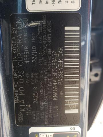 Photo 10 from auction – 2015 KIA OPTIMA HYB with VIN KNAGN4AD6F5083452