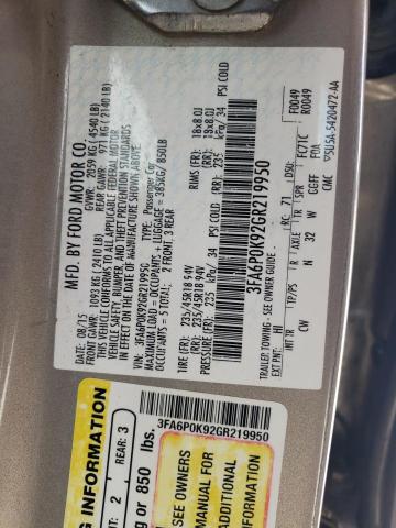 Photo 10 from auction – 2016 FORD FUSION TIT with VIN 3FA6P0K92GR219950