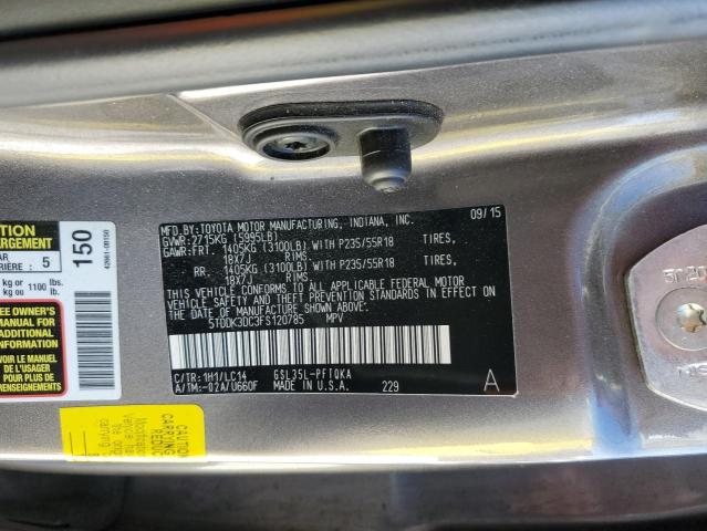 Photo 10 from auction – 2015 TOYOTA SIENNA XLE with VIN 5TDDK3DC3FS120785