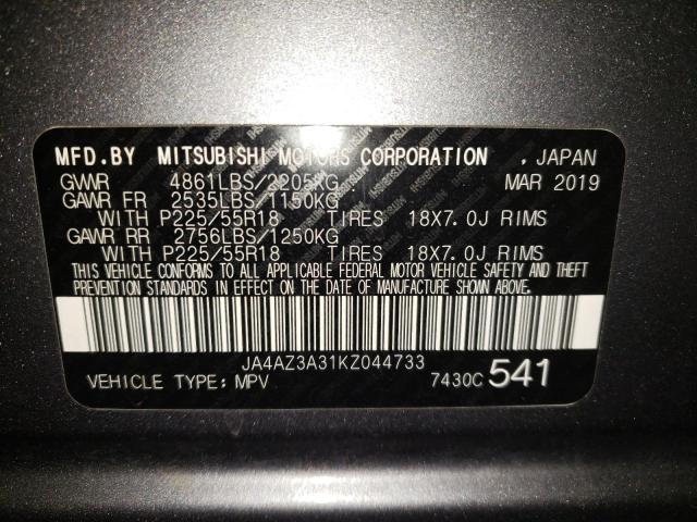 Photo 10 from auction – 2019 MITSUBISHI OUTLANDER with VIN JA4AZ3A31KZ044733