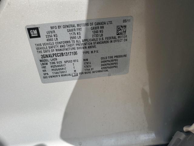 Photo 10 from auction – 2011 CHEVROLET EQUINOX LT with VIN 2GNALPEC2B1317106
