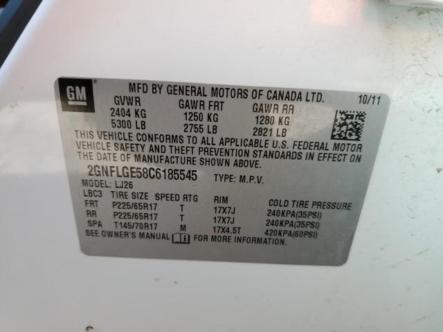 Photo 10 from auction – 2012 CHEVROLET EQUINOX LT with VIN 2GNFLGE58C6185545