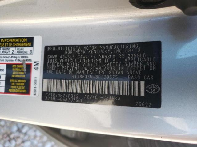 Photo 10 from auction – 2011 TOYOTA CAMRY BASE with VIN 4T4BF3EK4BR138575
