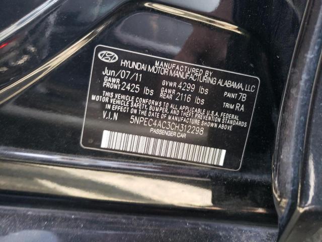 Фото 10 с аукциона – 2012 HYUNDAI SONATA SE с VIN 5NPEC4AC3CH312298