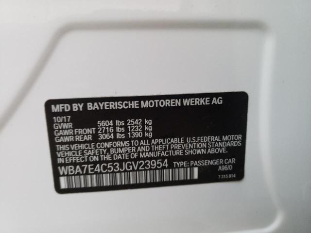 Photo 10 from auction – 2018 BMW 740 XI with VIN WBA7E4C53JGV23954