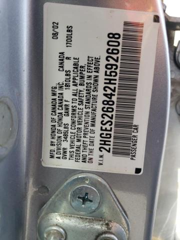Photo 10 from auction – 2002 HONDA CIVIC EX with VIN 2HGES26842H592608