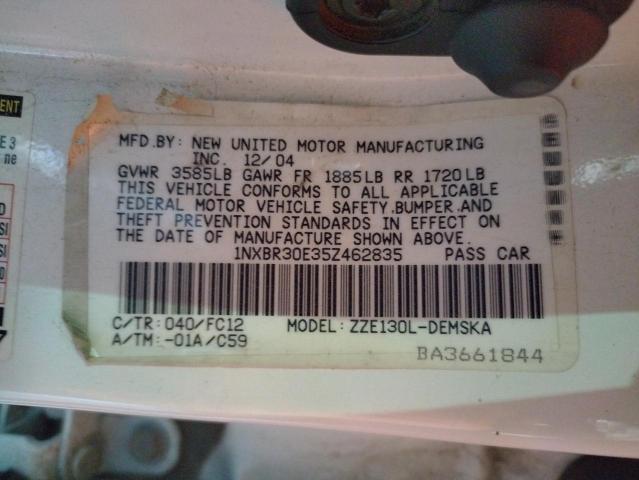 Photo 10 from auction – 2005 TOYOTA COROLLA CE with VIN 1NXBR30E35Z462835