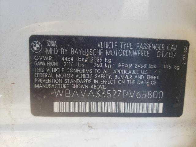Photo 10 from auction – 2007 BMW 328 I with VIN WBAVA33527PV65800
