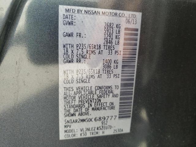 Photo 10 from auction – 2013 NISSAN PATHFINDER with VIN 5N1AR2MM5DC689777